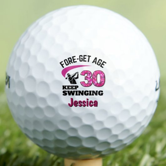 Gepersonaliseerde 30e verjaardag – Pink Fore-get L Golfballen