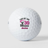 Gepersonaliseerde 30e verjaardag – Pink Fore-get L Golfballen (Voorkant)