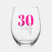 Gepersonaliseerde 30e verjaardag wijnglas zonder voet (Voorkant)
