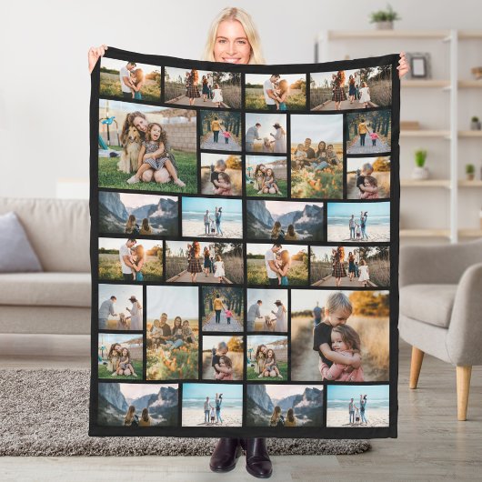 Gepersonaliseerde 32 Fotocollage Fleece Deken