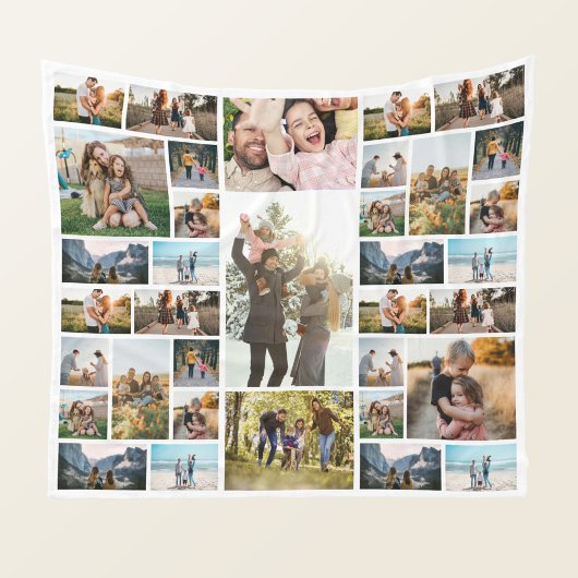 Gepersonaliseerde 35 foto collage fleece deken