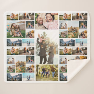 Gepersonaliseerde 35 foto collage sherpa deken