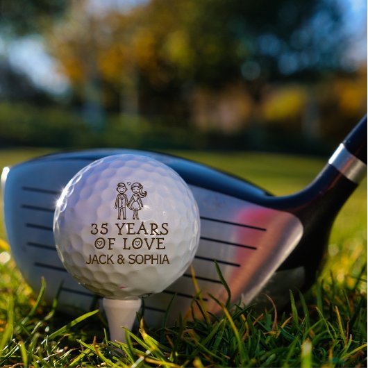 Gepersonaliseerde 35e bruiloft Jubileum paar naam Golfballen