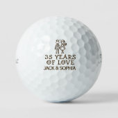 Gepersonaliseerde 35e bruiloft Jubileum paar naam Golfballen (Voorkant)