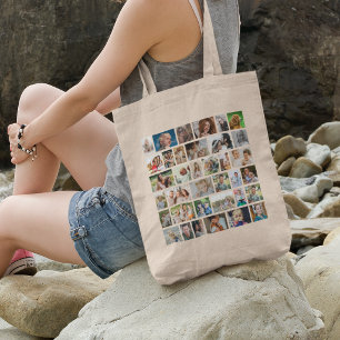 Gepersonaliseerde 36 Foto Collage op Maat Tote Bag