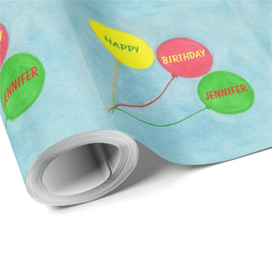 Gepersonaliseerde 3 ballonnen Verjaardag inpakpapi Cadeaupapier (Rol Hoek)