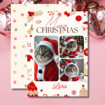 Gepersonaliseerde 3 foto collage meowy kerst
