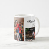 Gepersonaliseerde 3 foto en tekst wit koffiemok (Voorkant rechts)