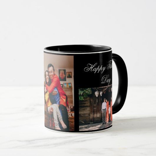 Gepersonaliseerde 3 foto en tekst wit mok (Voorkant rechts)