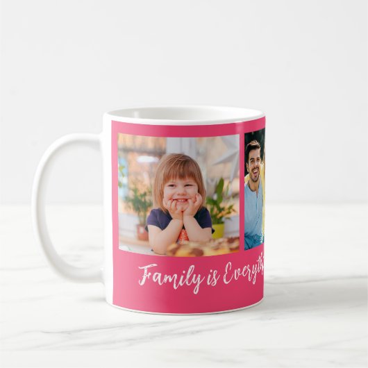 Gepersonaliseerde 3 foto Familie Naam Quote Hot Pi Koffiemok (Links)