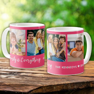 Gepersonaliseerde 3 foto Familie Naam Quote Hot Pi Koffiemok