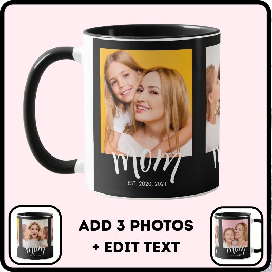 Gepersonaliseerde 3 foto Moeder Kinderen Datum Vas Mok