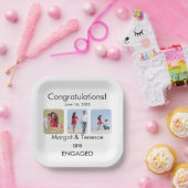 Gepersonaliseerde 3-foto Verloving aankondiging Papieren Bordje (Feest)