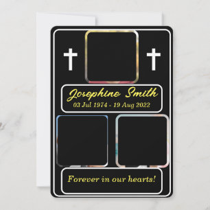 Gepersonaliseerde 3 foto's Uitvaart Feestdagenkaart