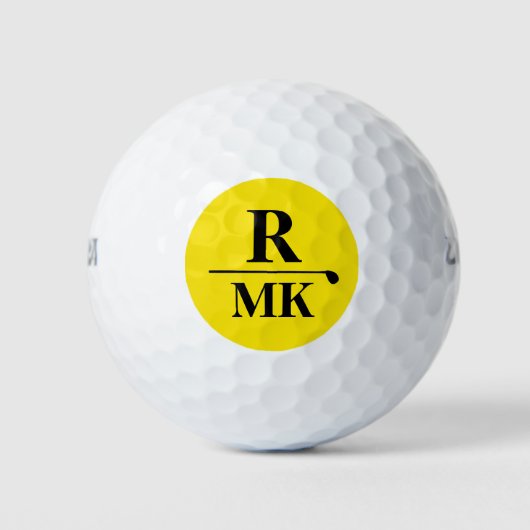 Gepersonaliseerde 3 initiaal letters Geel Monogram Golfballen (Voorkant)