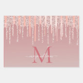 Gepersonaliseerde 3 kleuren Roos Gold Glitter Drip Inpakpapier Vel (Voorkant 3)