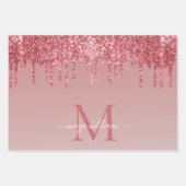 Gepersonaliseerde 3 kleuren Roos Gold Glitter Drip Inpakpapier Vel (Voorkant)