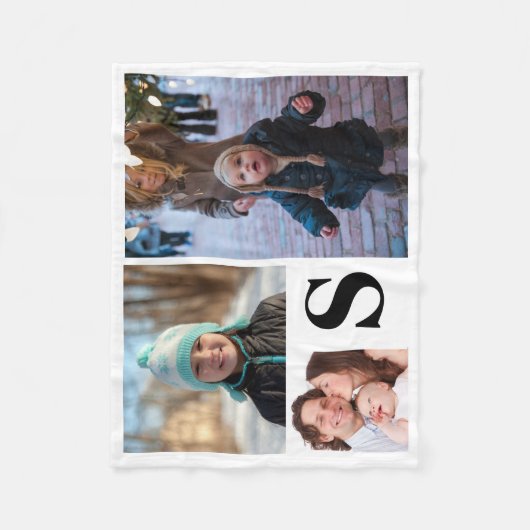 Gepersonaliseerde 3 Monogrammen van de Foto Collag Fleece Deken (Voorkant)