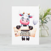 Gepersonaliseerde #3 Papa Joke Grappige Koe Nieuwj Kaart (Staand voorkant)