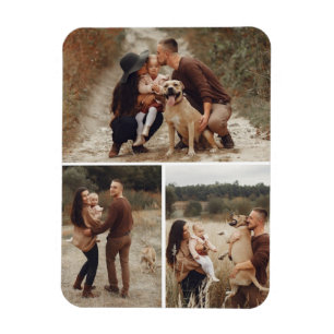 Gepersonaliseerde 3 Photo Grid Gallery Collage Fam Magneet