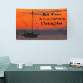 Gepersonaliseerde 3 regels tekst Zeilboot Pensioen Spandoek (Beurs)