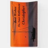 Gepersonaliseerde 3 regels tekst Zeilboot Pensioen Spandoek (Verticaal)