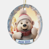 Gepersonaliseerde 3D Breakout Polar Beer Kerst Keramisch Ornament (Links)