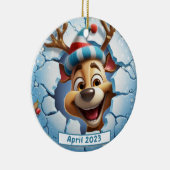 Gepersonaliseerde 3D Breakout Rendier Kerstmis Keramisch Ornament (Rechts)