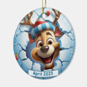 Gepersonaliseerde 3D Breakout Rendier Kerstmis Keramisch Ornament (Links)