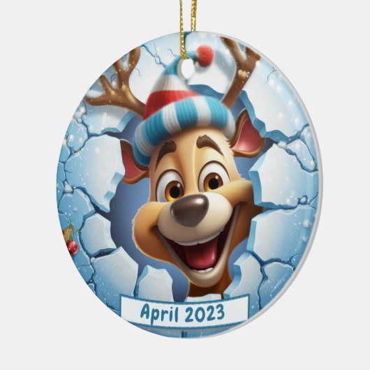 Gepersonaliseerde 3D Breakout Rendier Kerstmis Keramisch Ornament (Links)