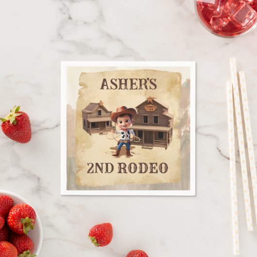 Gepersonaliseerde 3D Cowboy Western Rodeo Party Servet (Insitu)