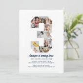 Gepersonaliseerde 3e verjaardag aangepaste fotocol kaart (Staand voorkant)