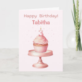 Gepersonaliseerde 3e Verjaardag Cupcake Kaart