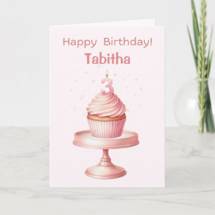 Gepersonaliseerde 3e Verjaardag Cupcake Kaart