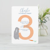Gepersonaliseerde 3e verjaardag Modern Bunny Uitno Kaart (Staand voorkant)