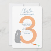 Gepersonaliseerde 3e verjaardag Modern Bunny Uitno Kaart (Voorkant)