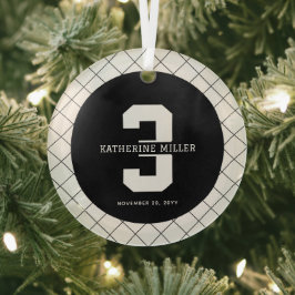 Gepersonaliseerde 3e Verjaardag Modern en Elegant Glas Ornament