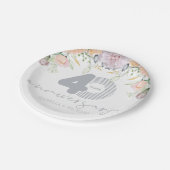 Gepersonaliseerde 40e bruiloft Jubileum Bloemen Papieren Bordje (Gekanteld)