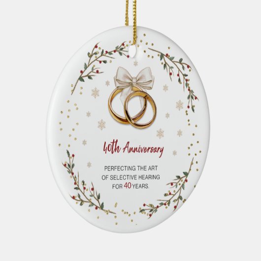 Gepersonaliseerde 40e Jubileum Paar Kerst Keramisch Ornament (Rechts)