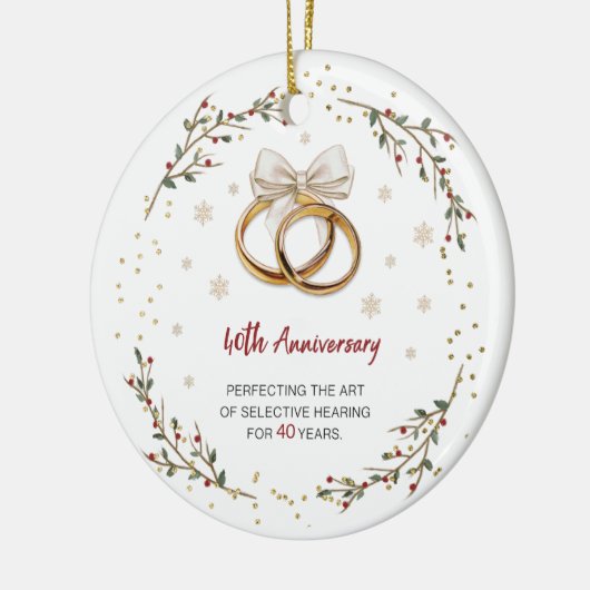 Gepersonaliseerde 40e Jubileum Paar Kerst Keramisch Ornament (Links)