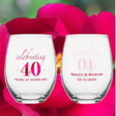 Gepersonaliseerde 40e Jubileum Ruby Roos Keepsake Wijnglas Zonder Voet