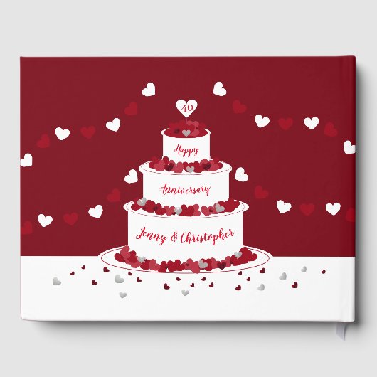 Gepersonaliseerde 40e Ruby Wedding Jubileum cake Gastenboek (Achterkant)