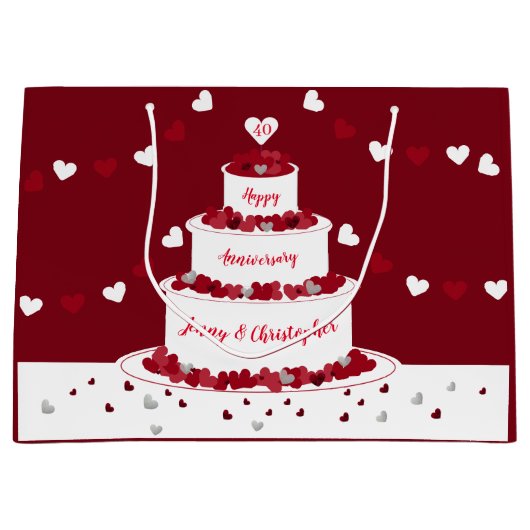 Gepersonaliseerde 40e Ruby Wedding Jubileum cake Groot Cadeauzakje (Voorkant)