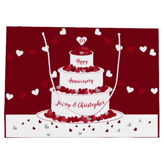 Gepersonaliseerde 40e Ruby Wedding Jubileum cake Groot Cadeauzakje (Achterkant)