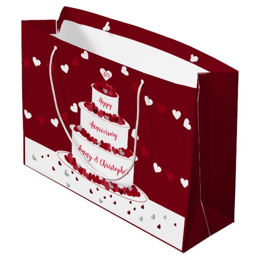 Gepersonaliseerde 40e Ruby Wedding Jubileum cake Groot Cadeauzakje (Achterkant Gekanteld)