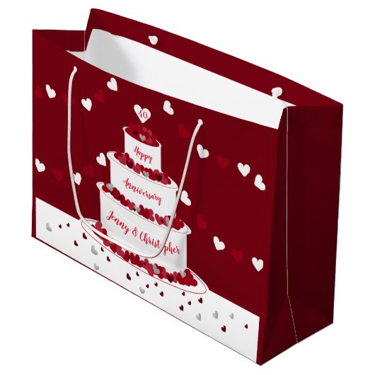Gepersonaliseerde 40e Ruby Wedding Jubileum cake Groot Cadeauzakje (Voorkant Gekanteld)