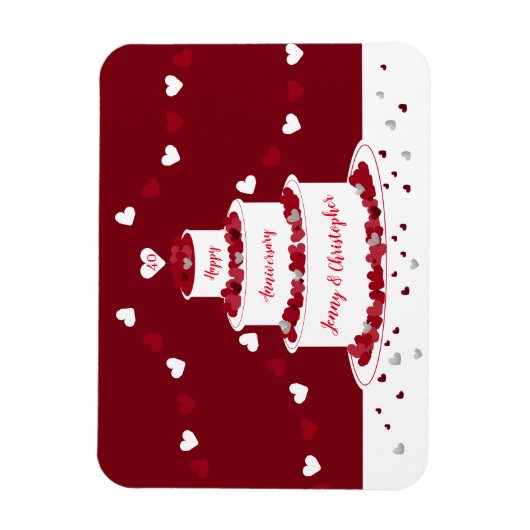 Gepersonaliseerde 40e Ruby Wedding Jubileum cake Magneet (Verticaal)
