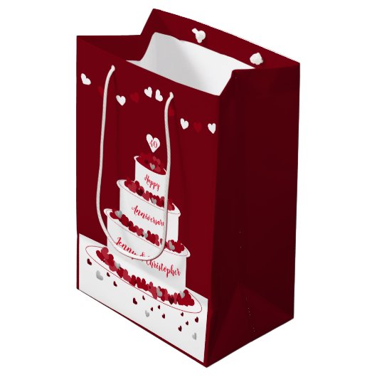Gepersonaliseerde 40e Ruby Wedding Jubileum cake Medium Cadeauzakje (Voorkant Gekanteld)