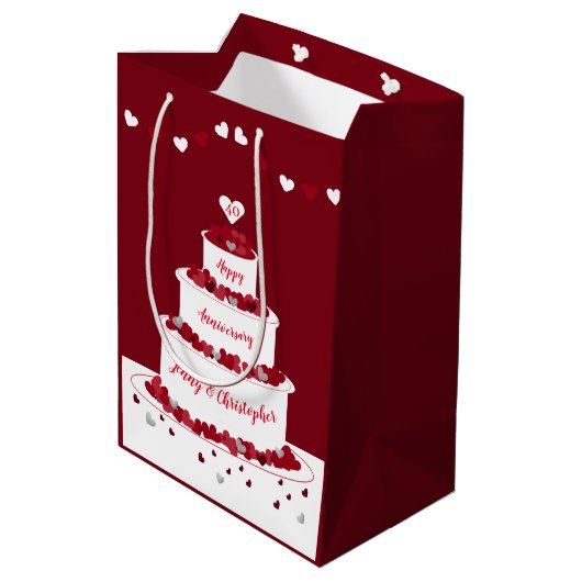 Gepersonaliseerde 40e Ruby Wedding Jubileum cake Medium Cadeauzakje (Achterkant Gekanteld)