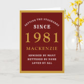 Gepersonaliseerde 40e verjaardag 1981 Red Gold Chi Kaart (Gele Bloem)